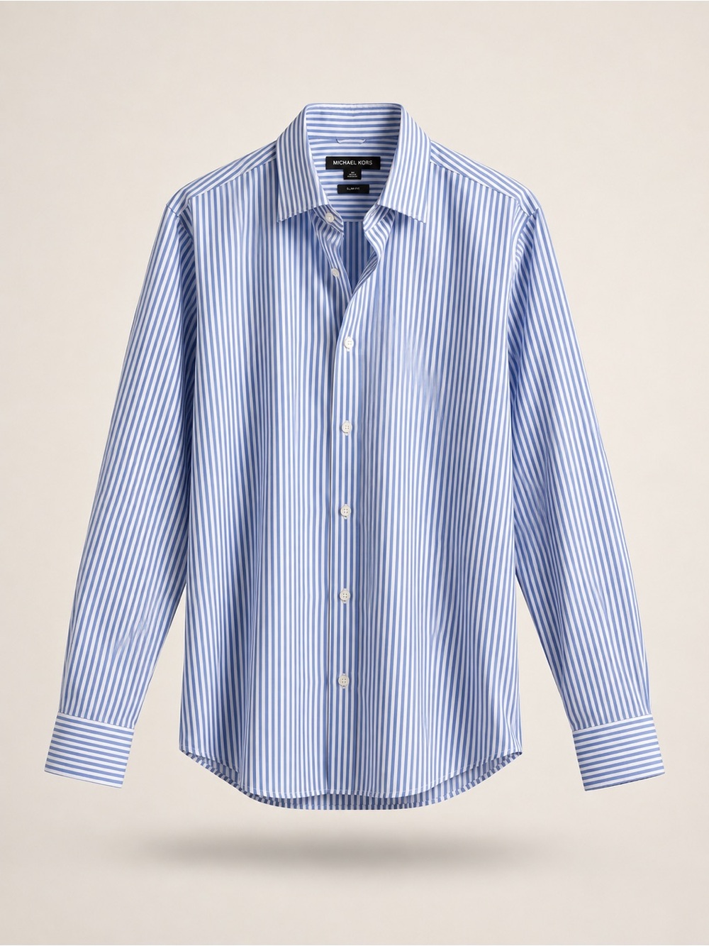 Michael Kors Men’s Light Blue and White Striped Dress Shirt